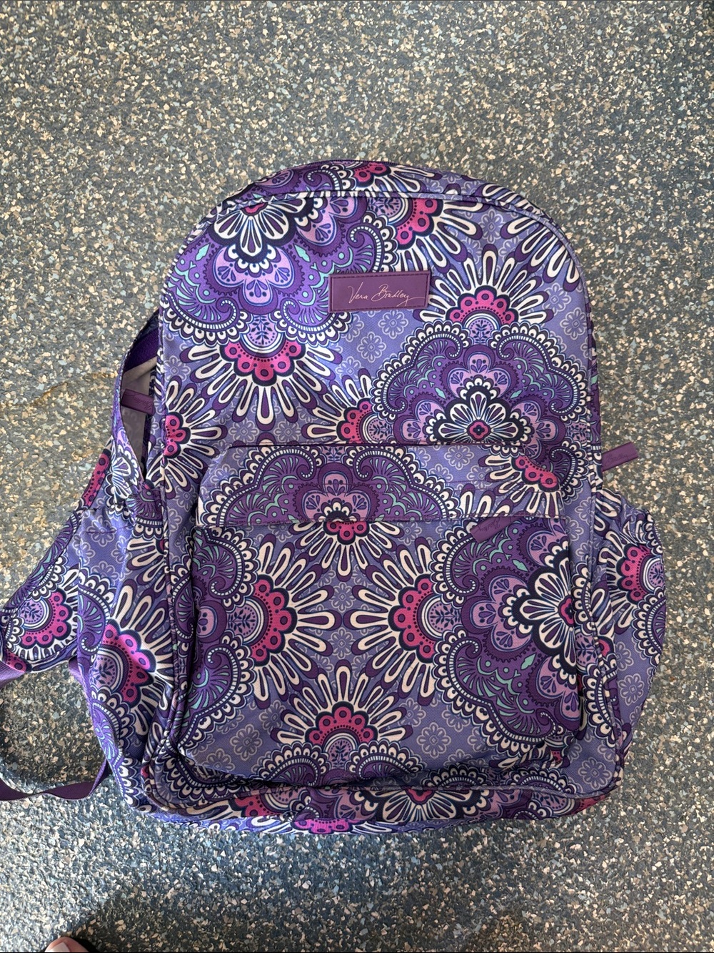 Vera Bradley Purple Paisley Floral Backpack with Pink Accents